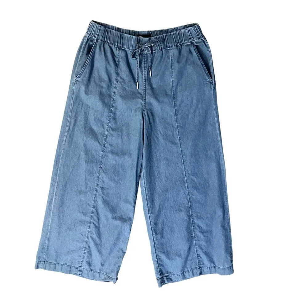 Juicy Couture Chambray Wide Leg Crop? Pants Womens 16 Used 100% Cotton - Picture 3 of 13